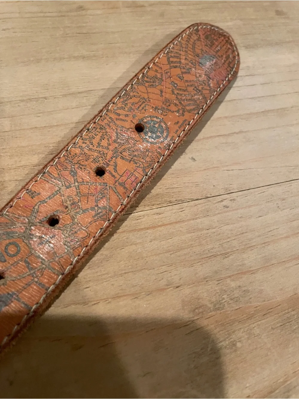 The Limited VTG Milano Map Stamp graphic leather Unique Travel belt M
